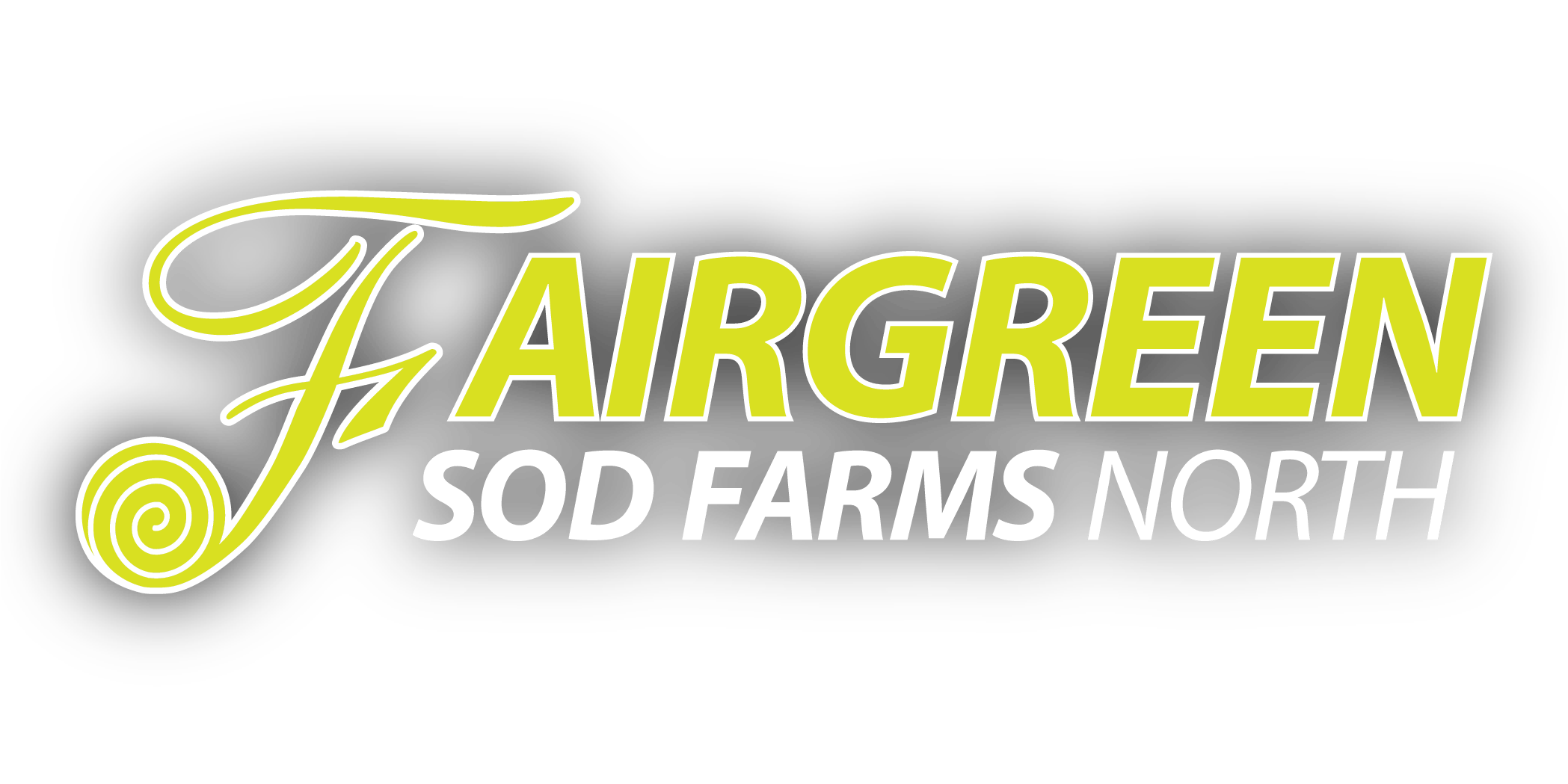 The image displays a logo with the text "FAIRGREEN SOD FARMS NORTH" in bold yellow and white letters on a black background.